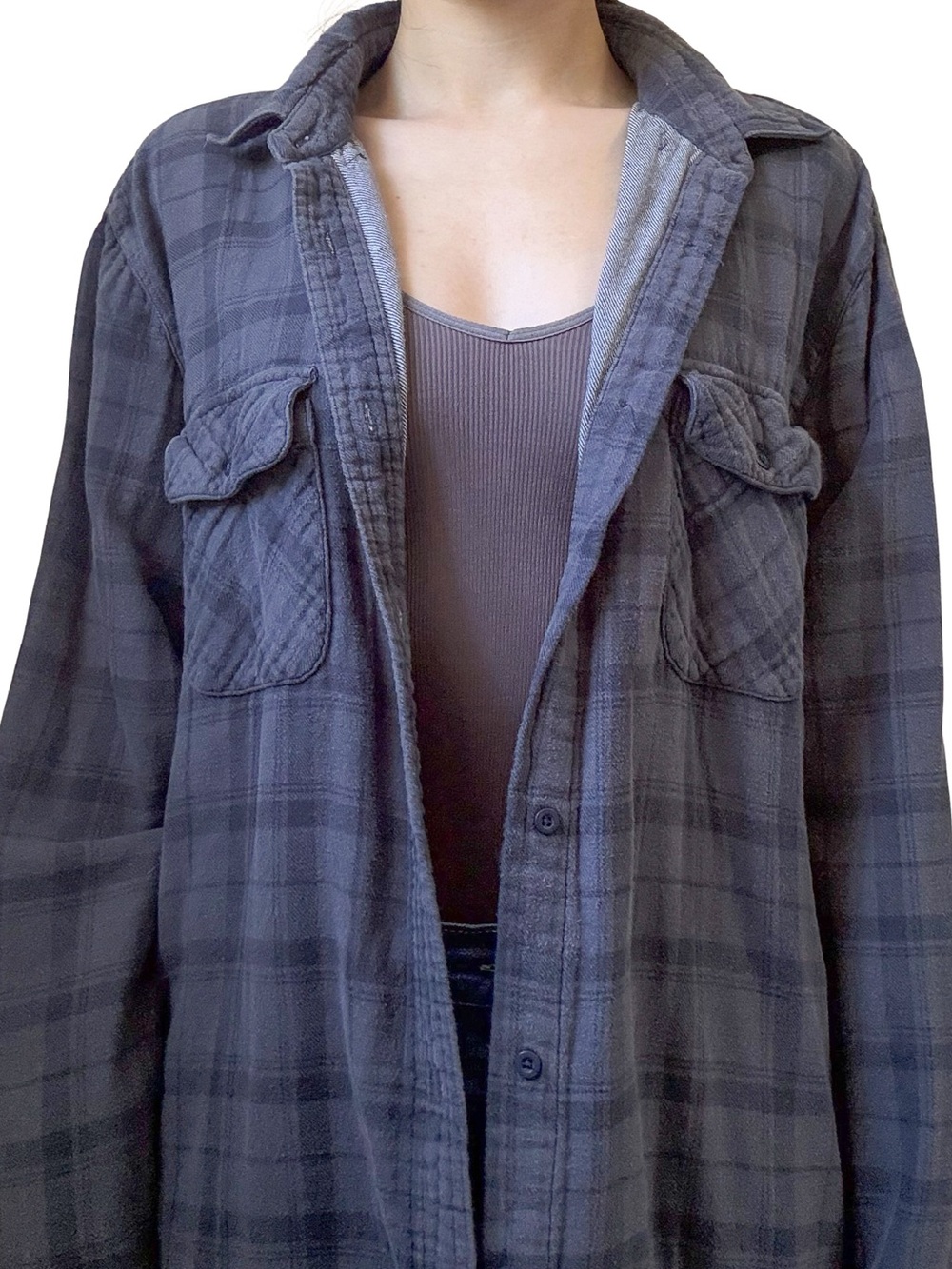 LIFETIME Button-Up Jacket Shirt Navy Plaid Size XL GUC